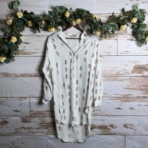 Women's Moon River Tribal Print White Tunic